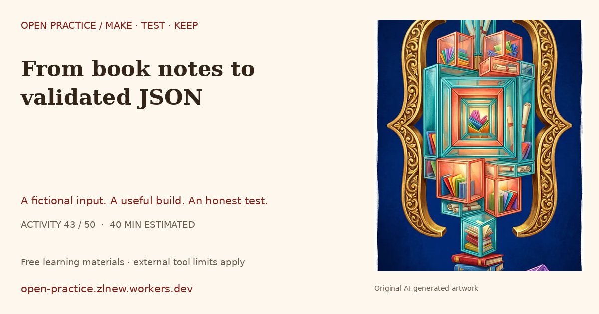 From book notes to validated JSON — original AI-generated illustration